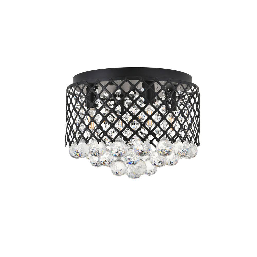 Alt View 4. Living District - Tully 4 light Matte Black Flush Mount - Matte Black And Clear.