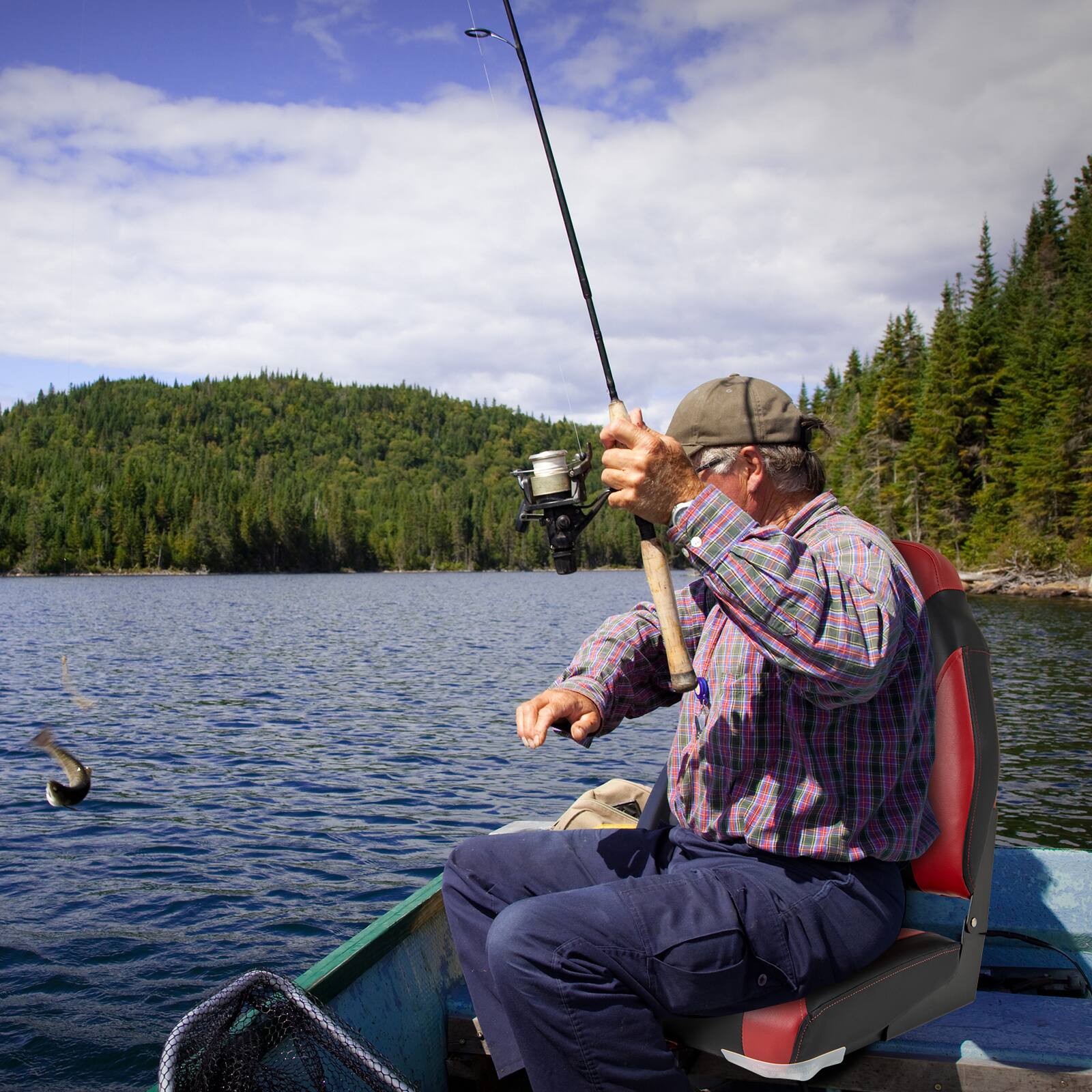 Alt View 1. Costway - Costway High Back Folding Boat Seats with Sponge Cushion & Flexible Hinges - Black,Red.