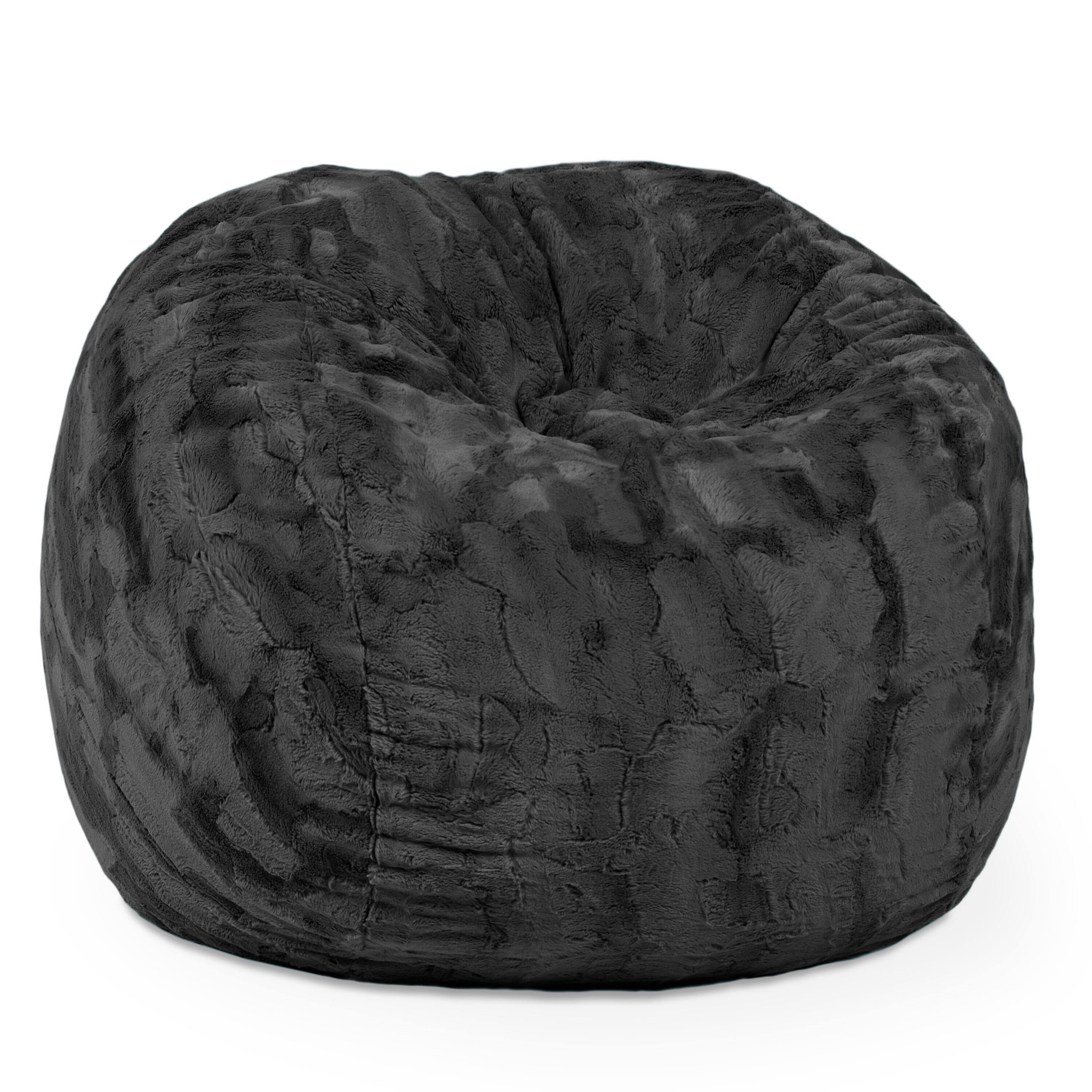 Angle. Jaxx - Jaxx Saxx 3 Foot Bean Bag Chair - Faux Fur - Fun Colors, Black - Black.
