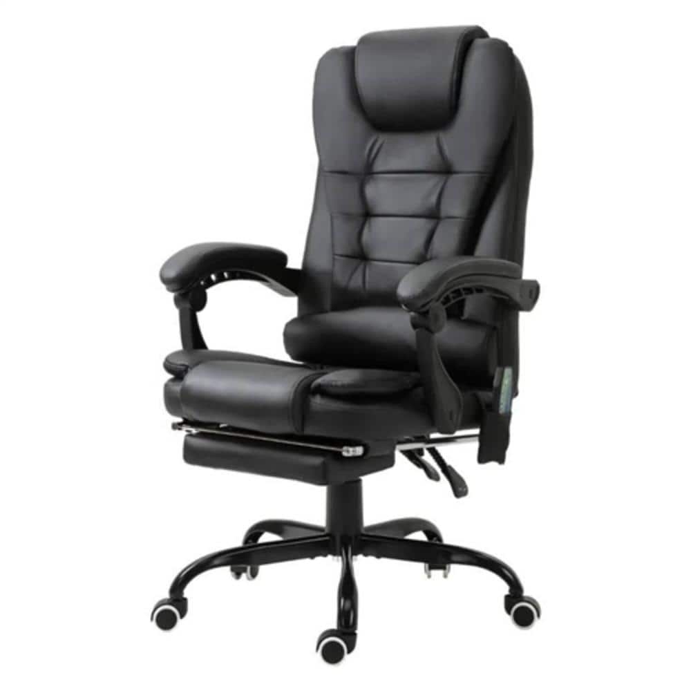 Hivvago - 7 Mode Vibrating High Back Executive Massage Adjustable Office Chair - Black