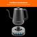 Cordless Convenience Swivel base allows for quick and easy access. The image features a black kettle and a black base, both of which are part of the CHEFMAN product.