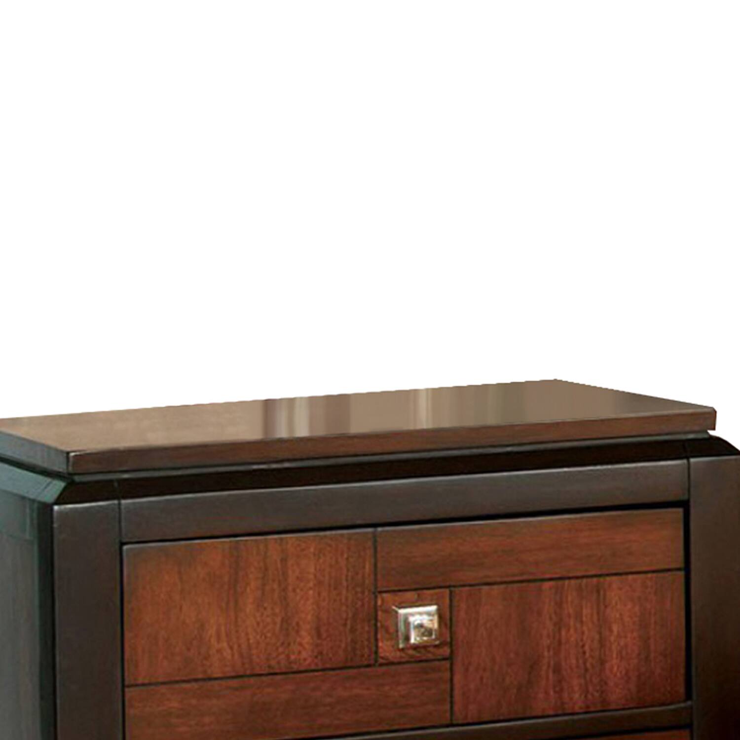 Alt View 1. Manhattan Lane - 28 Inch Handcrafted Bedside Nightstand, 2 Drawers, Sleek Wood Pattern, Square Knobs - Brown.