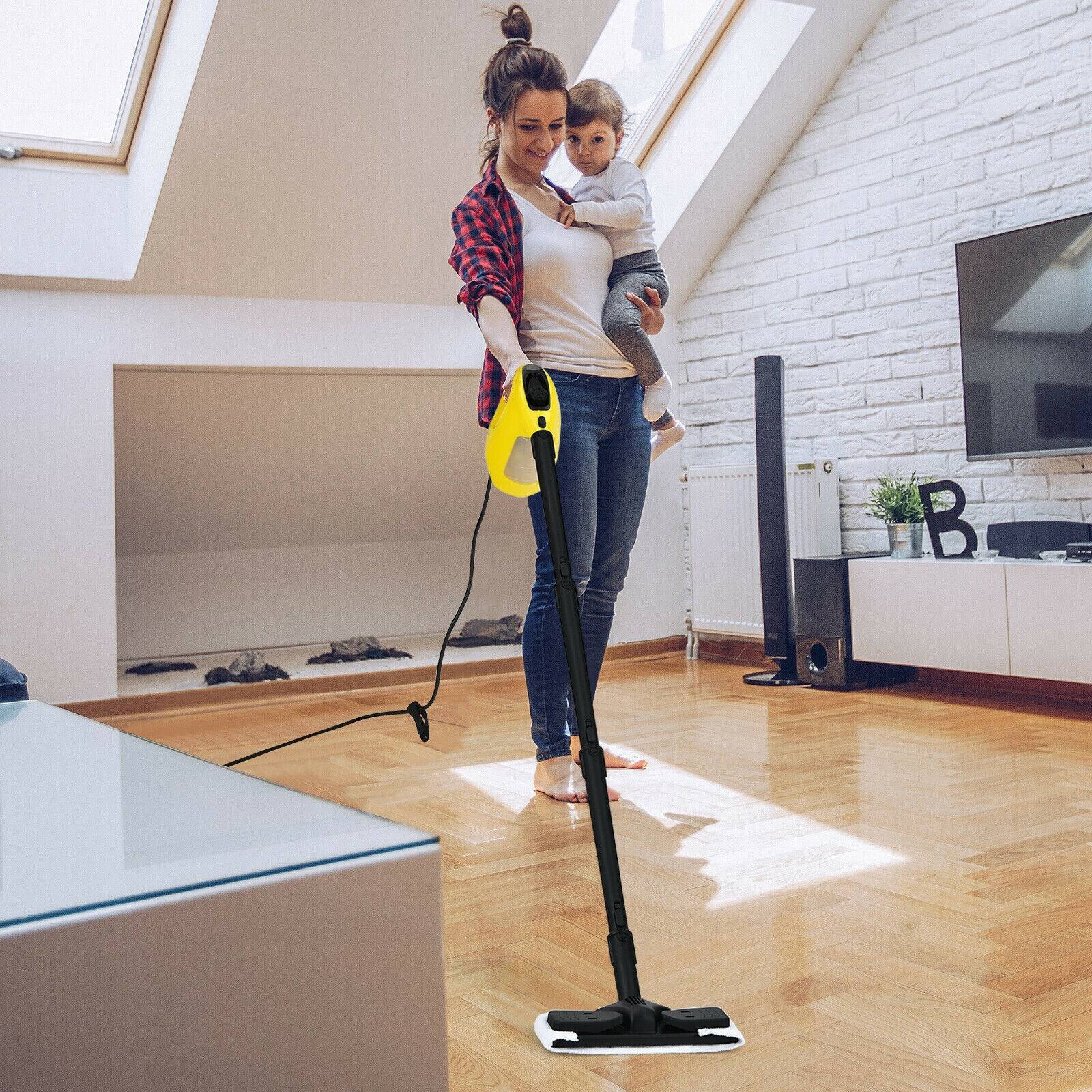 Alt View 1. Ecooso - 1400W Handheld Steam Cleaner, 17-Piece Kit, 350ml Tank, Continuous Fill, Chemical-Free Steam Mop for Floors - Yellow.