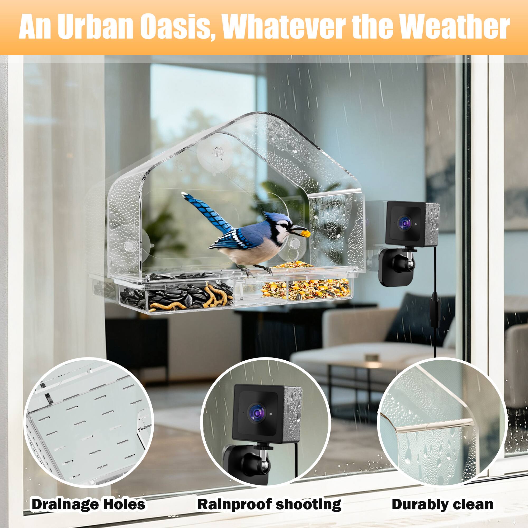 An Urban Oasis, Whatever the Weather

- Drainage Holes
- Rainproof shooting
- Durable clean