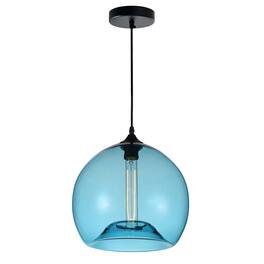 CWI Lighting - Glass 1 Light Down Mini Pendant With Blue Finish - Black