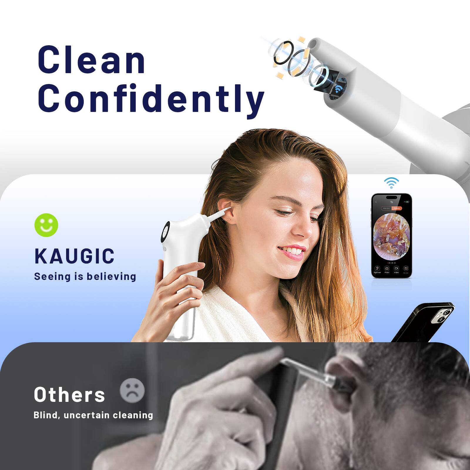 Clean Confidently | KAUGIC Seeing is believing

Others Blind, uncertain cleaning