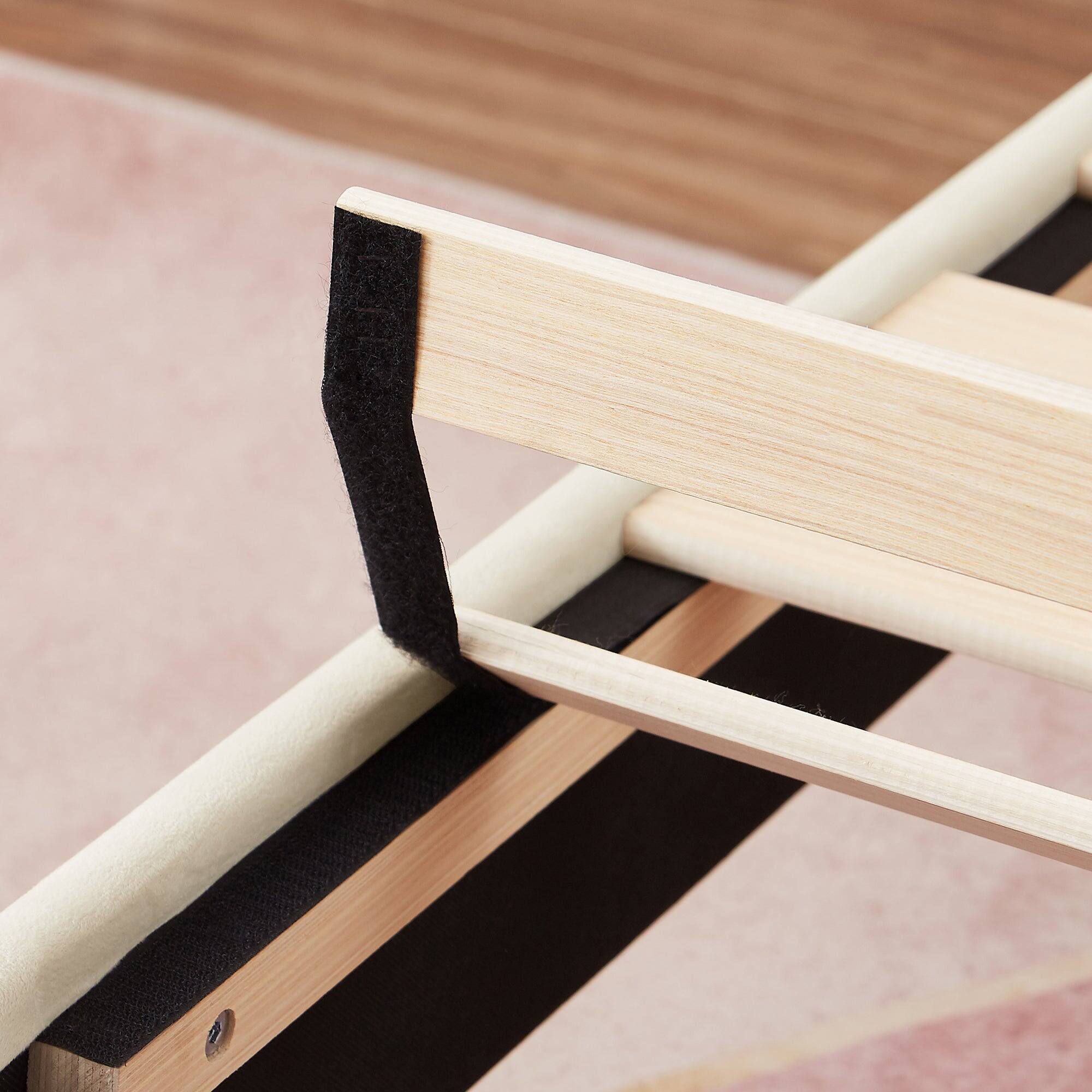 Back. Vecelo - Twin Upholstered Bed with Adjustable Headboard & 7.9" Underbed Storage - Quiet Slat Metal Platform Bed,Fabric Frame - Beige.