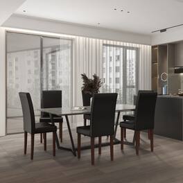 Emma + Oliver - Mid-Century Parsons Chair and Hardwood Frame for Kitchen, Dining Room & More - Brown Faux Leather