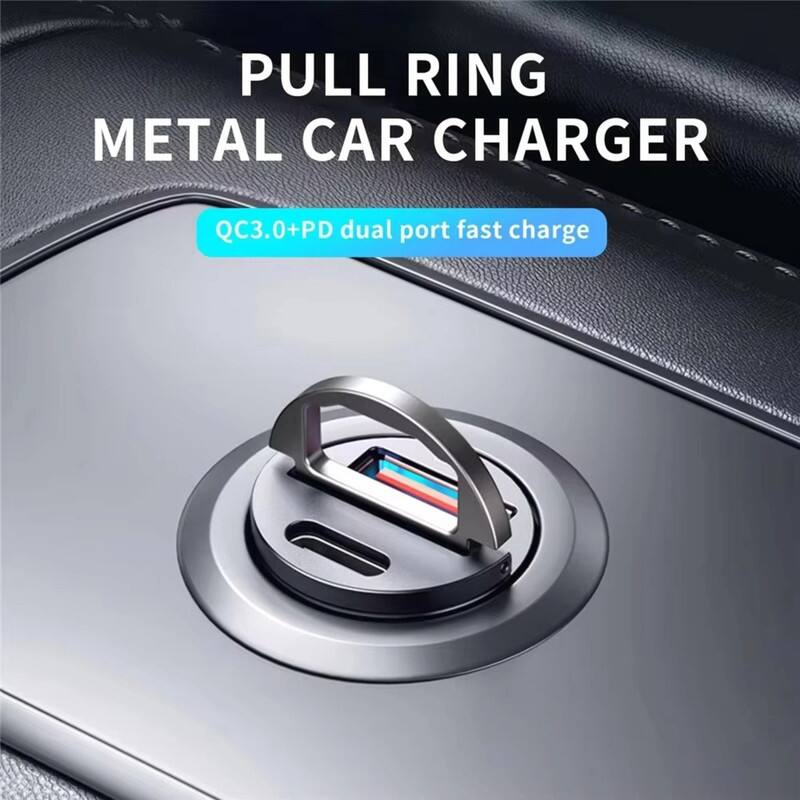PULL RING METAL CAR CHARGER  
QC3.0+PD dual port fast charge
