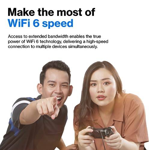 Make the most of WiFi 6 speed

Access to extended bandwidth enables the true power of WiFi 6 technology, delivering a high-speed connection to multiple devices simultaneously.