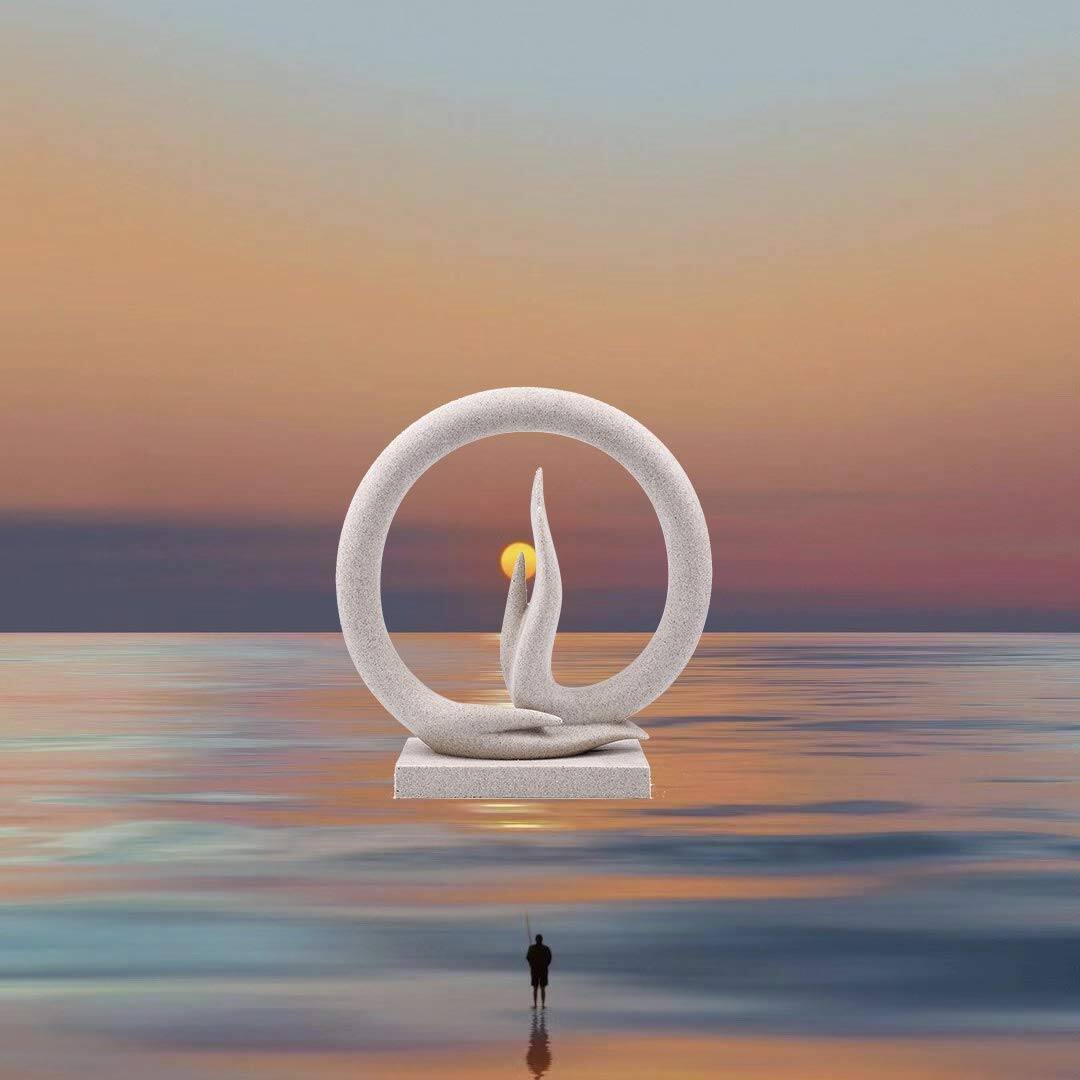 Alt View 5. Refined Abode Design - Desert Sandstone Buddha Hand Statue Yoga Decor The Art Of Minimalism Valuable Collection (solid 6.6 Pounds) - White Sandstone.