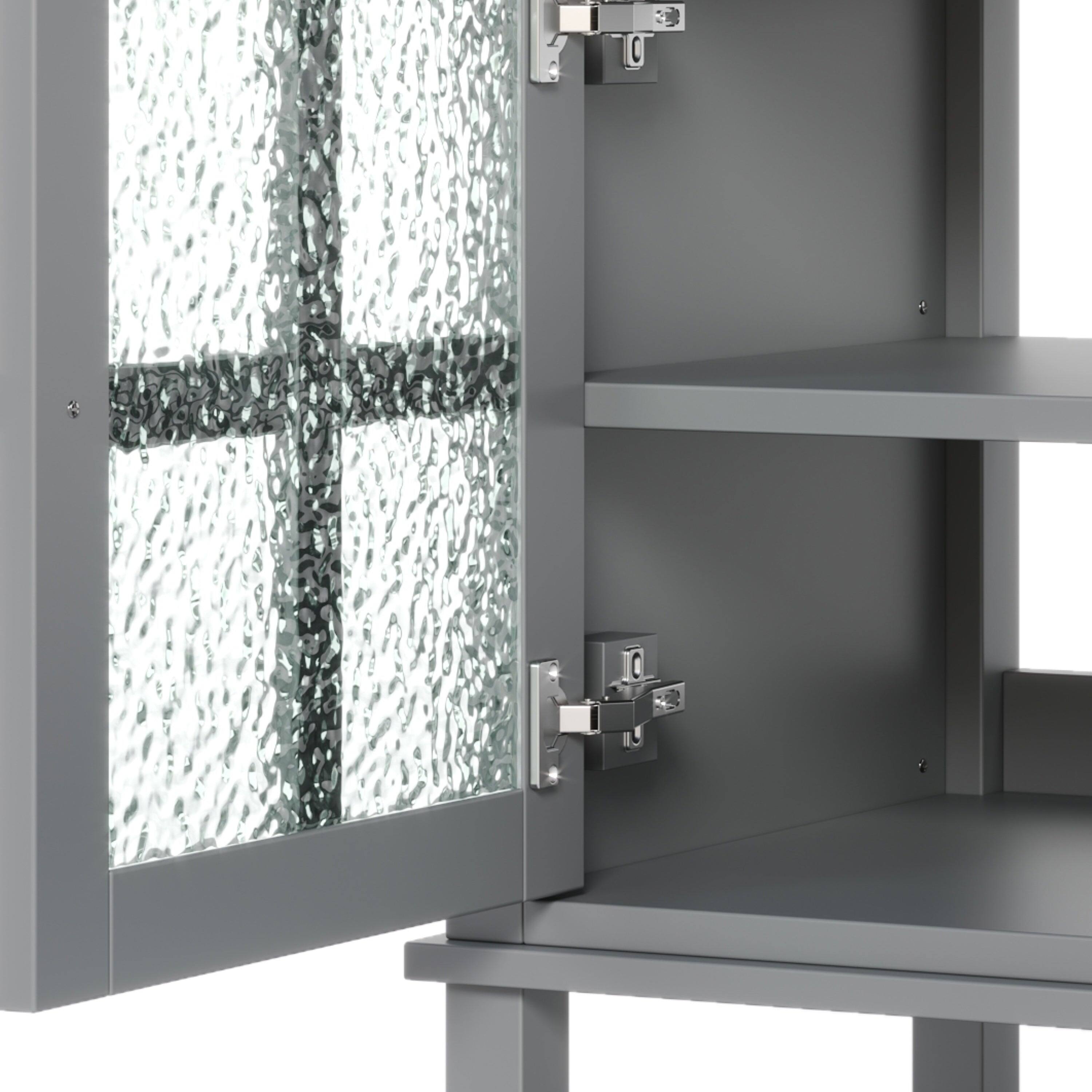 Alt View 4. Boyel Living - 36 Inch Bathroom Vanity with Ceramic Sink Adjustable Shelf Solid Wood Legs Soft Close Hinges Gray - Gray.