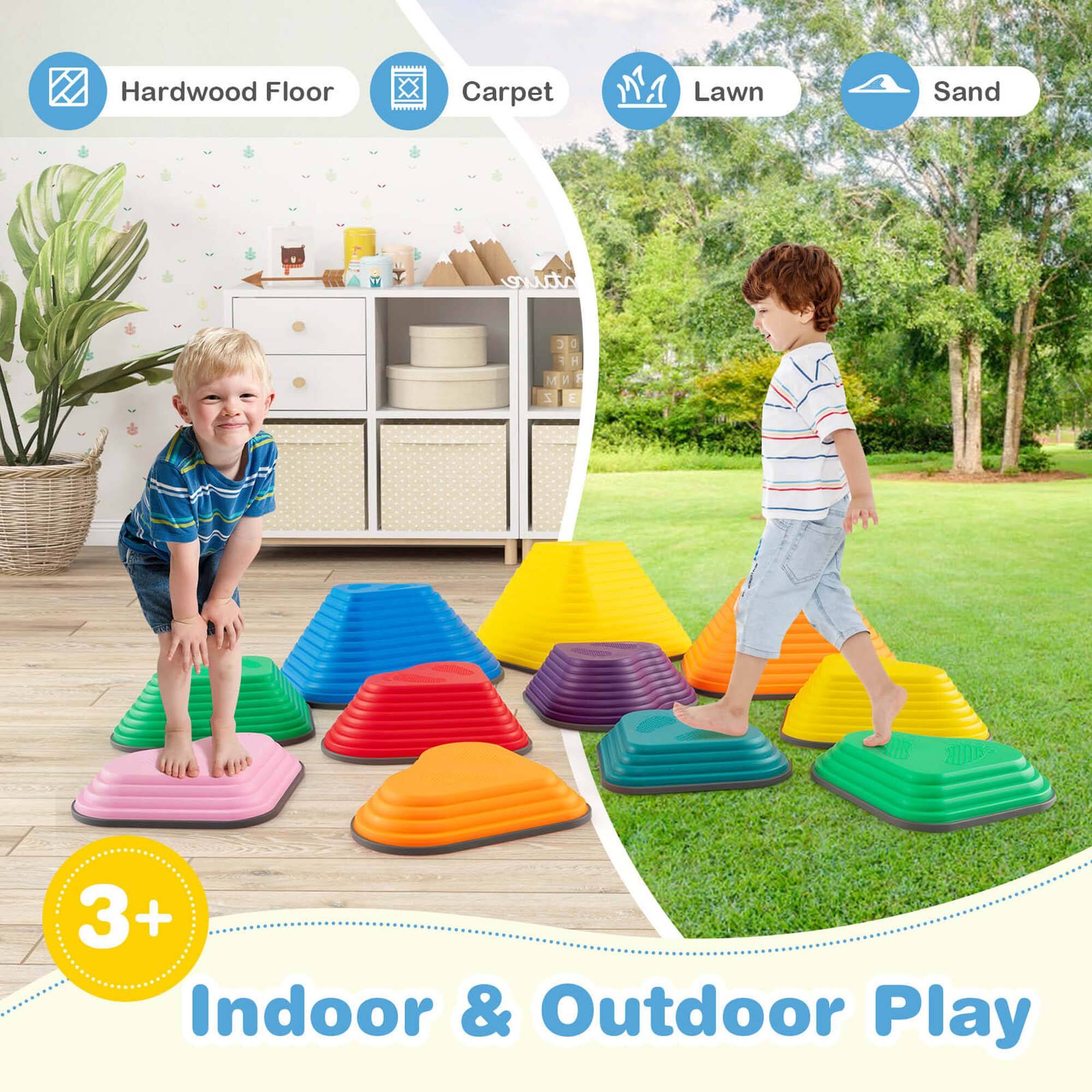 Hardwood Floor  
Carpet  
Lawn  
Sand  

3+ Indoor & Outdoor Play