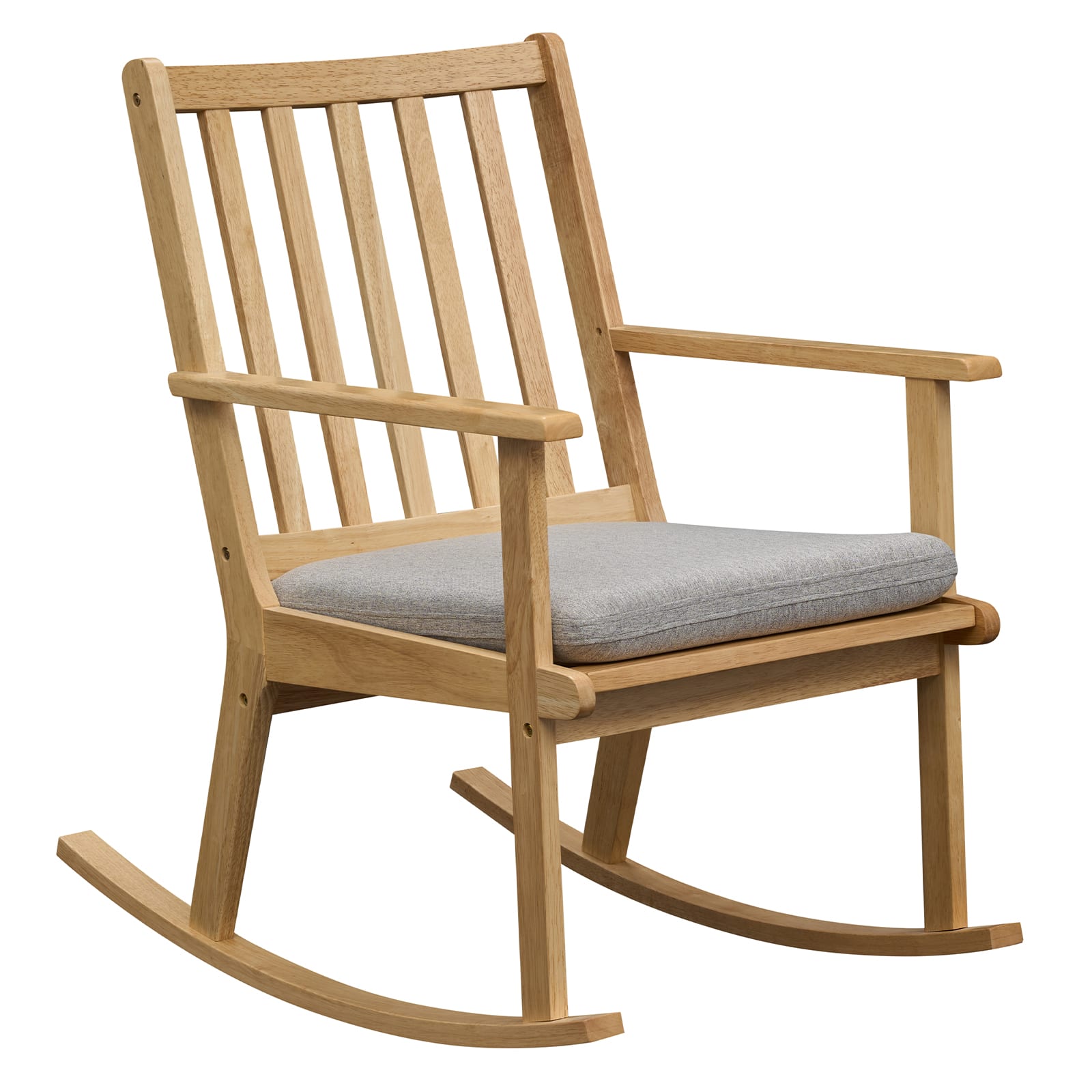 Gymax - Wooden Rocking Chair w/Removable Cushion & Ergonomic Slatted Backrest Indoor - Yellow