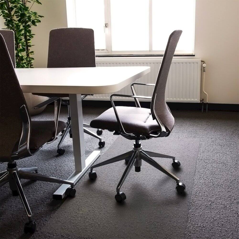 Angle. Floortex - Vinyl Rectangular Chair Mat for Carpets up to 1/4" - 48" x 118" - Clear.