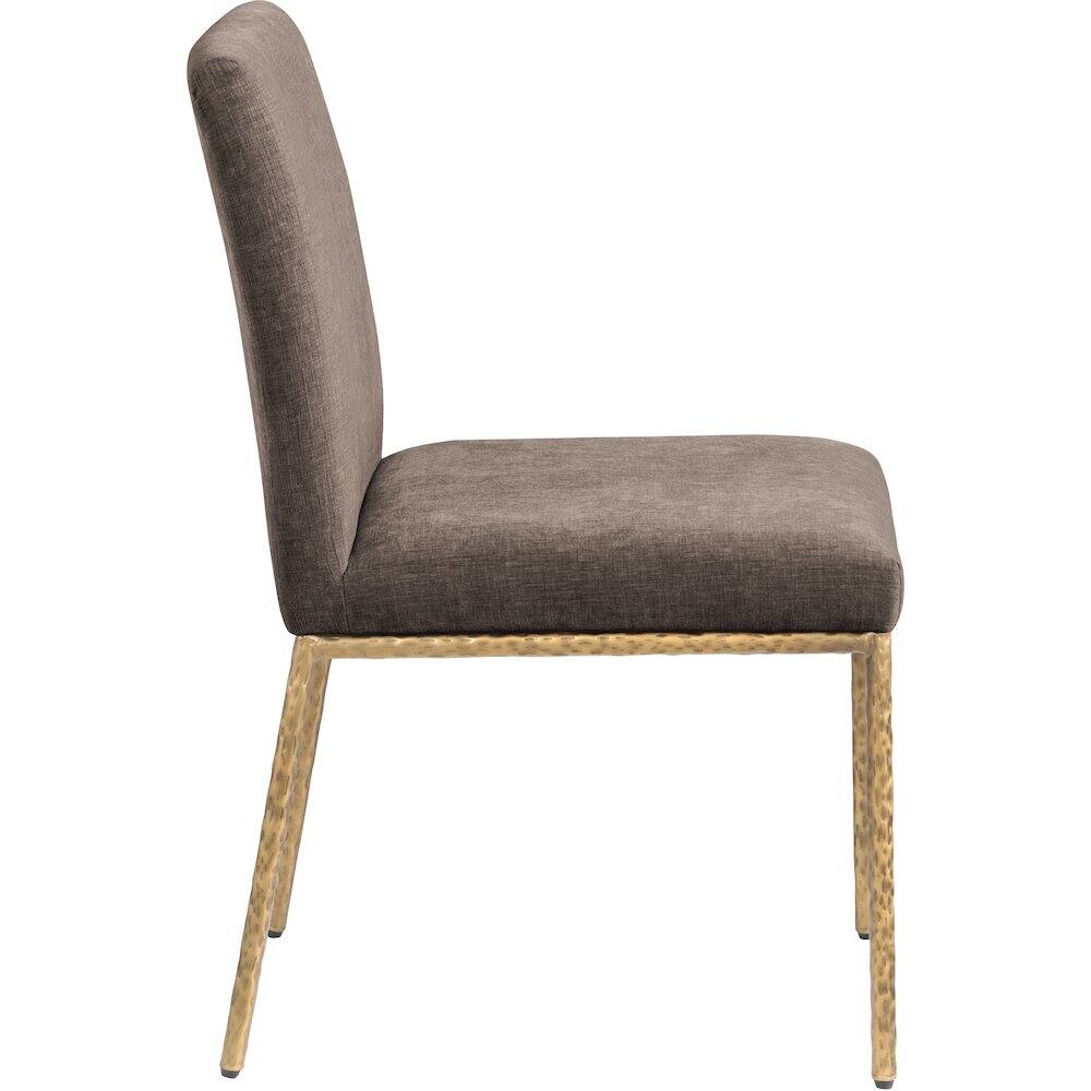 Alt View 3. Meridian Furniture - Reeves Brown Chenille Fabric Upholstered Dining Side Chair, Set of 2 - Gold.