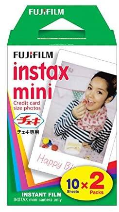 FUJIFILM instax mini  
Credit card size photos  
Happy Birthday  
10 x 2 Sheets Packs  
INSTANT FILM  
INSTAX mini camera only