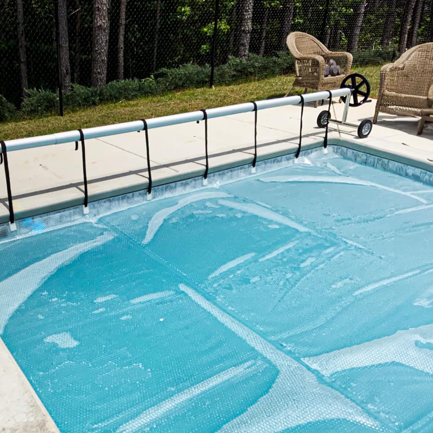 Alt View 8. Winado - 12Mil Solar Pool Cover 12x24FT Solar Blanket-Heavy Duty Solar Pool Cover for Above Ground Swimming Pool, Inground Pool - Transparent.