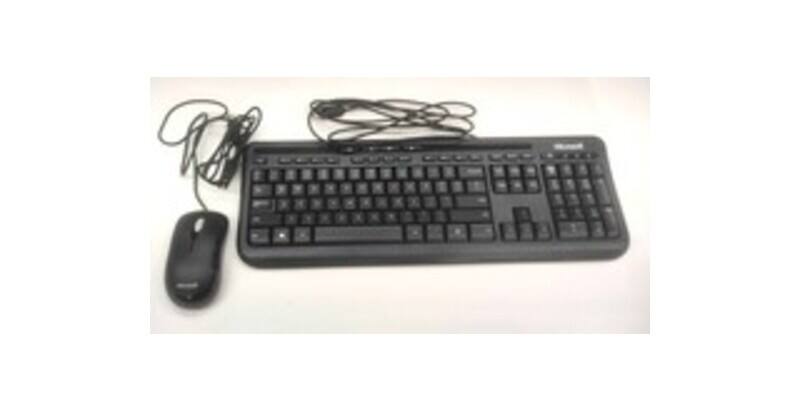 Front. Microsoft - APB-00001 Wired Desktop 600 Keyboard and Mouse Set - Optical - 104 Keys - 800 dpi - USB - Black - Black.