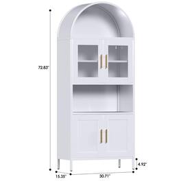 Boyel Living - Farmhouse Coffee Bar Storage Cabinet with Glass Doors - White