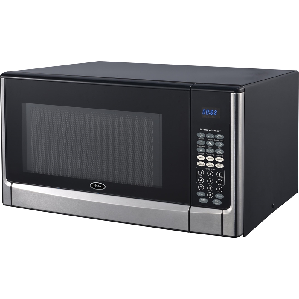 Best Buy: Oster 1.6 Cu. Ft. Family-Size Microwave Black/stainless steel