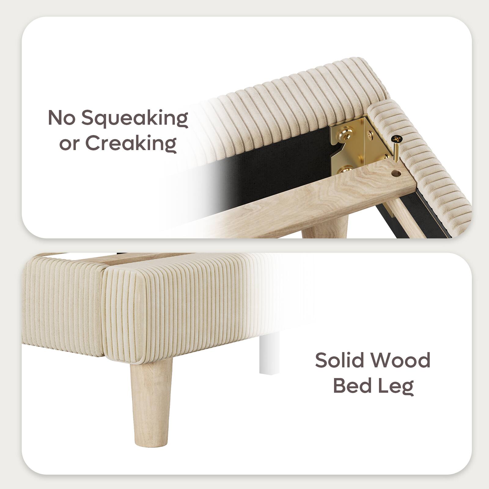 No Squeaking or Creaking Solid Wood Bed Leg