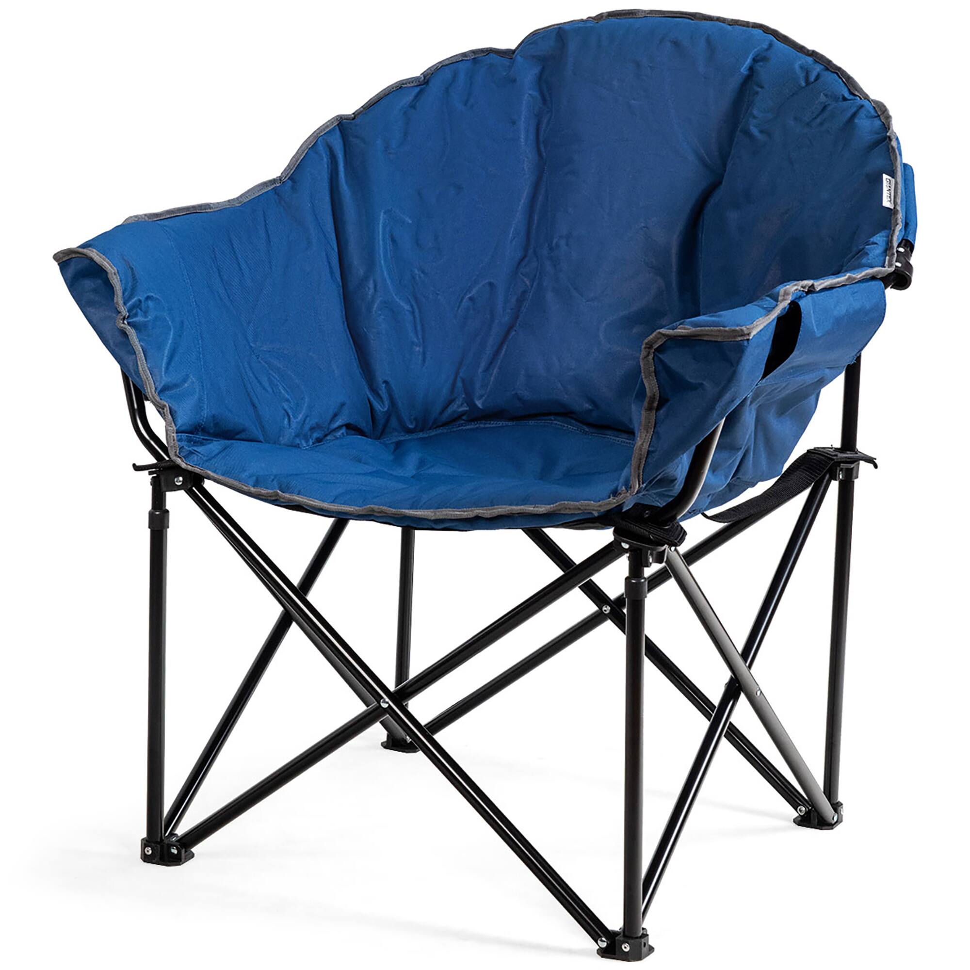 Alt View 14. Costway - Folding Camping Moon Padded Chair with Carry Bag Cup Holder Portable Navy - Navy.