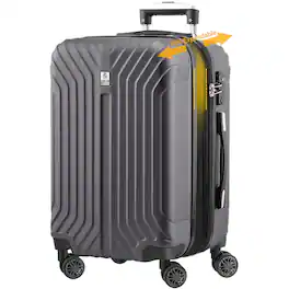 Brick Attic - 28 Inch Hard Shell Checked Suitcase, Rolling Lightweight Travel Suitcases with Wheels TSA Lock,Expandable Luggage - Gray