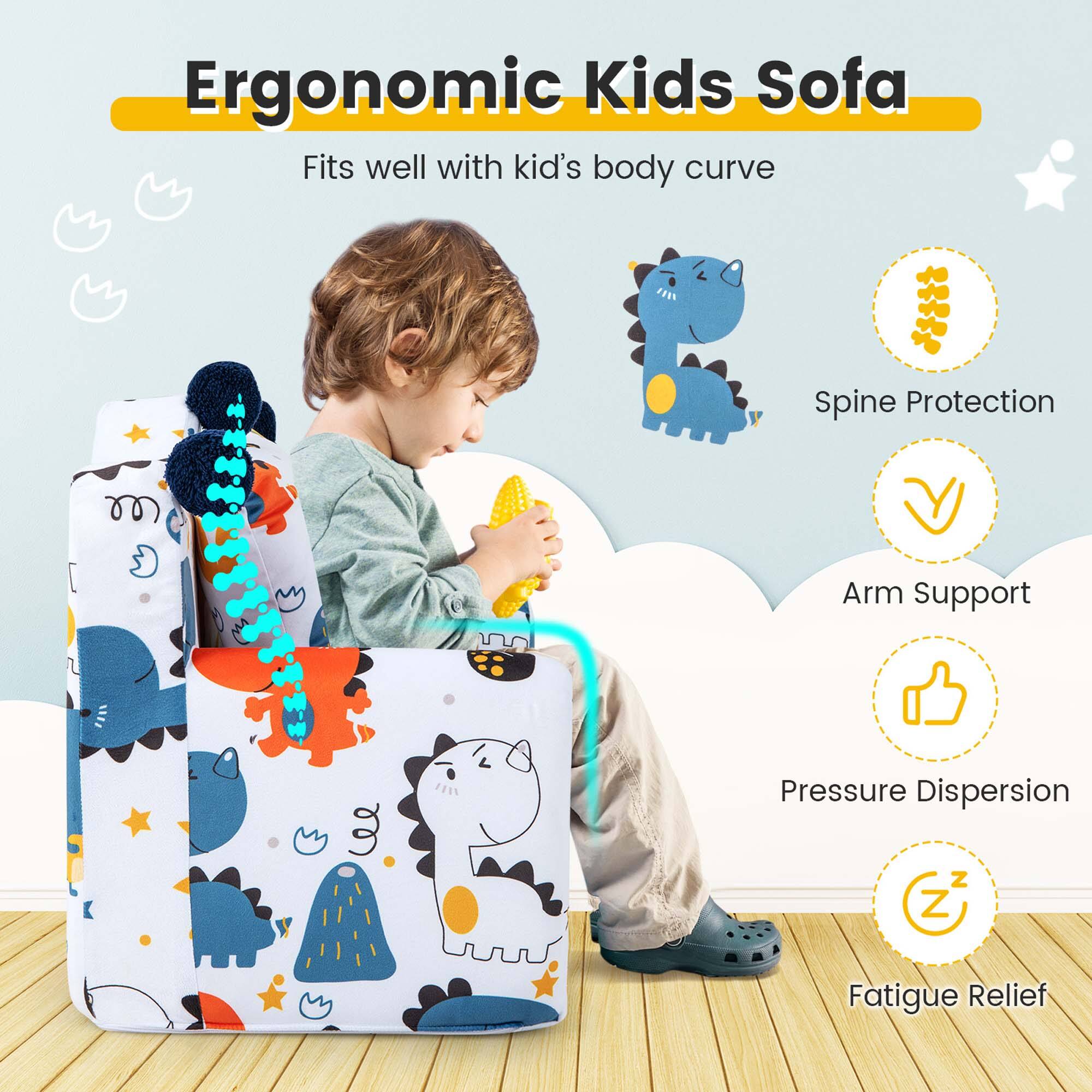 Ergonomic Kids Sofa  
Fits well with kid's body curve  

- Spine Protection  
- Arm Support  
- Pressure Dispersion  
- Fatigue Relief