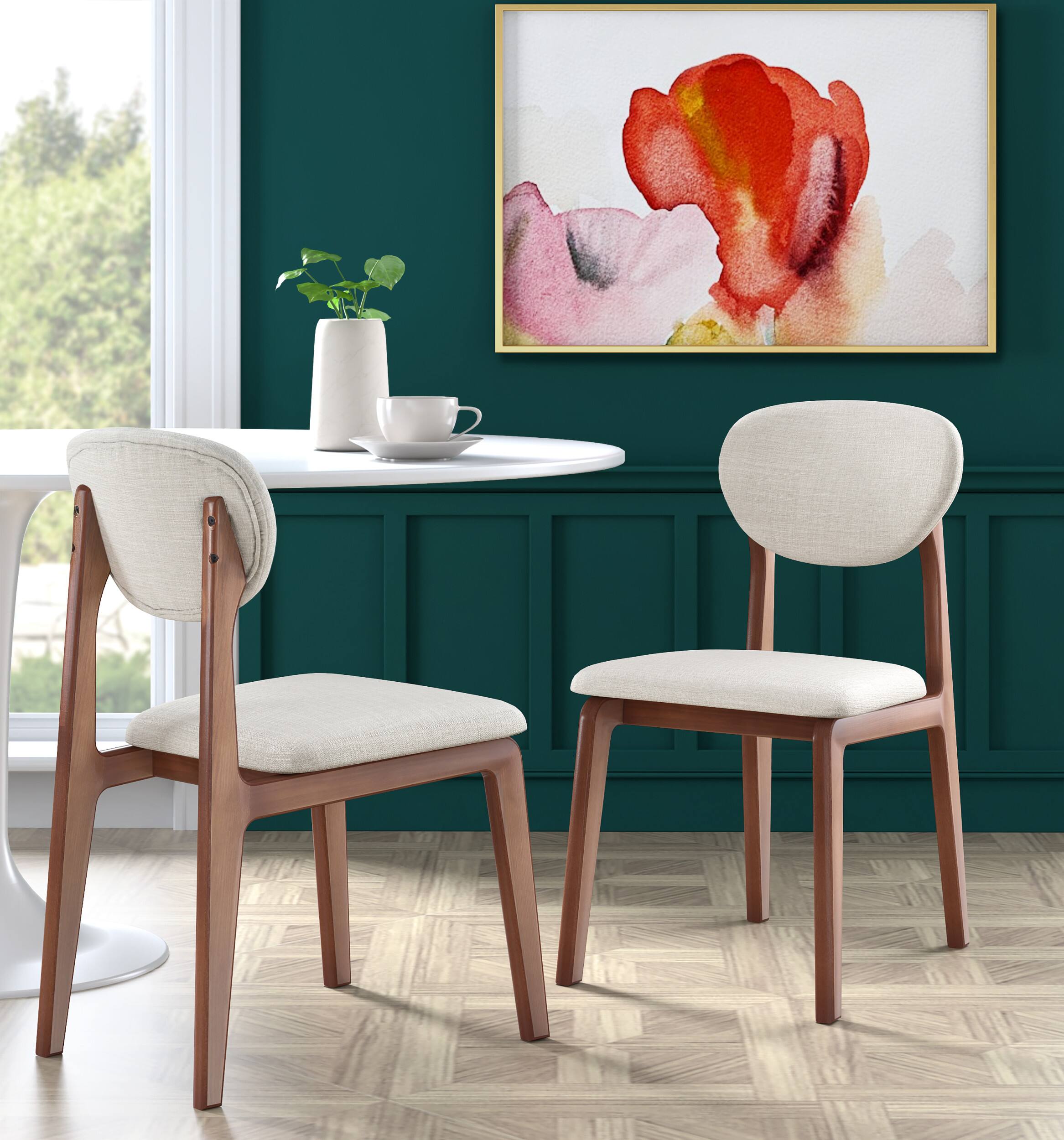 Angle. Elle Decor - Coralie Dining Chair Set of 2 - Buttercream.