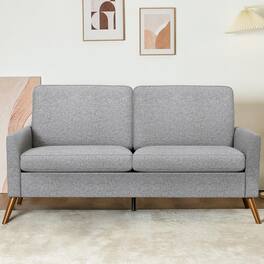 Dyonery - 68" Loveseat Sofa,Tool-Free Setup Small Couches,Grey Linen - Gray