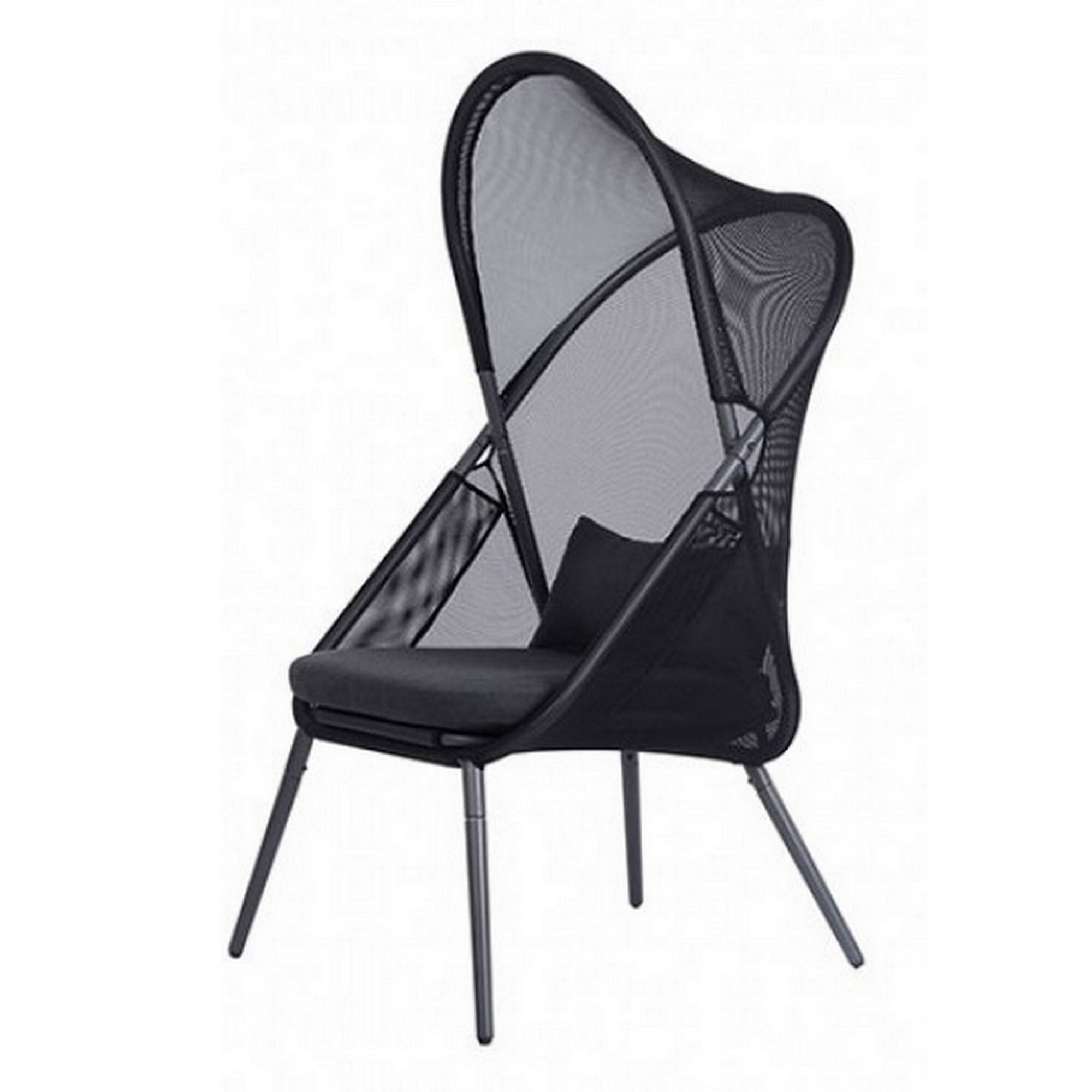 Alt View 1. Manhattan Lane - 34 Inch Outdoor Foldable Chair, Set of 2, Black Fabric Seat, Steel Frame - Black.