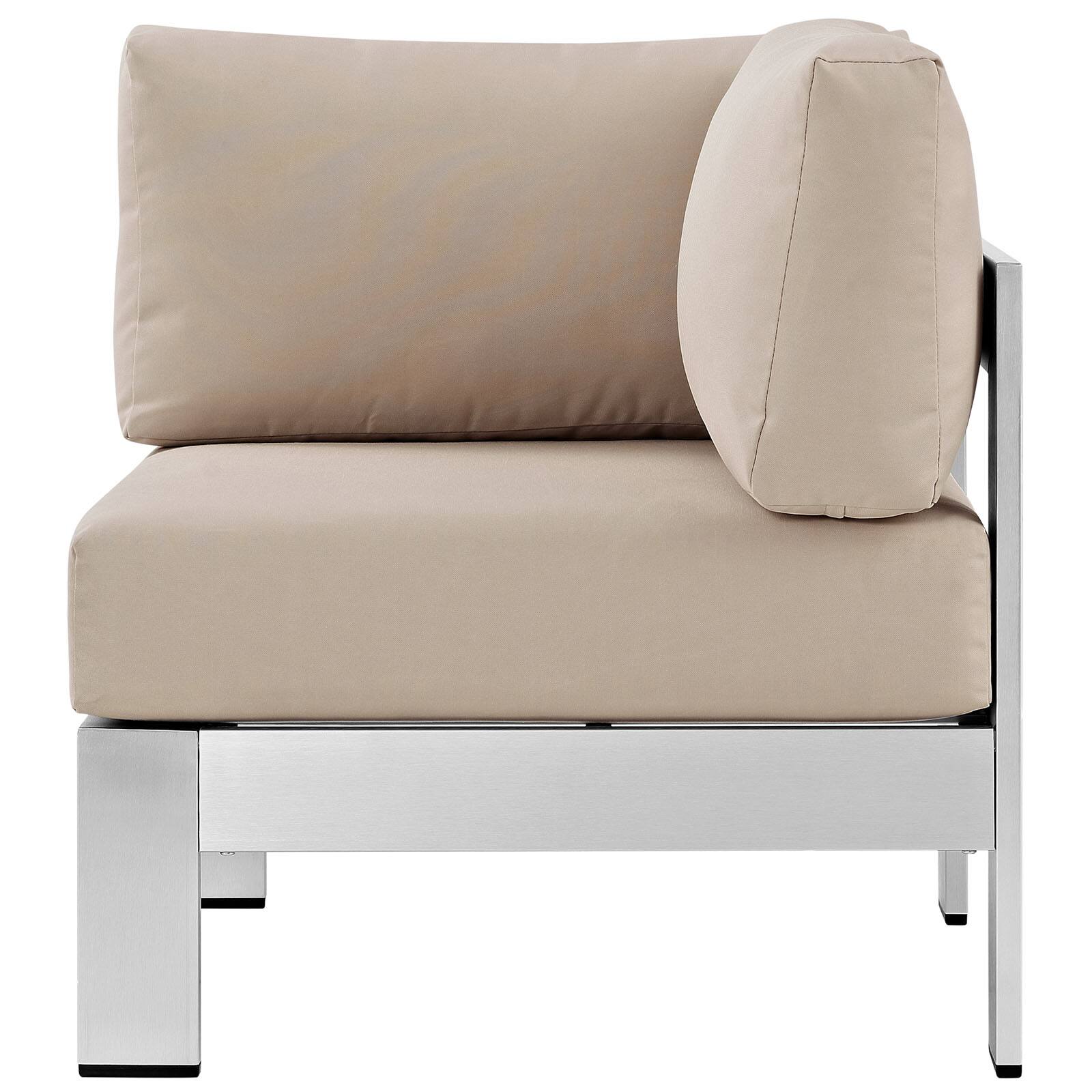 Left. Modway - Shore Outdoor Patio Aluminum Corner Sofa by Modway - Silver Beige.