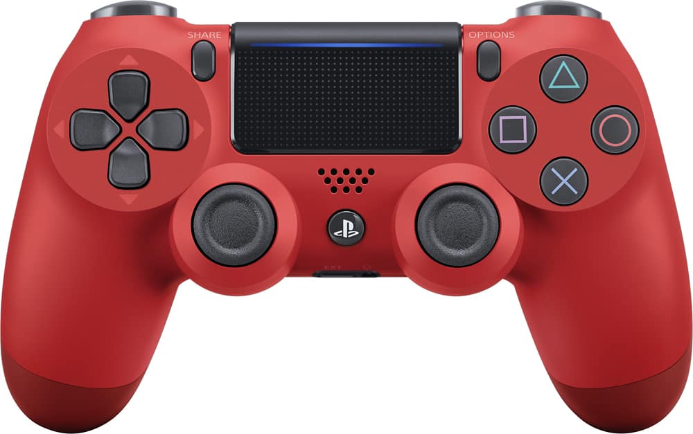 Front. Sony - DualShock 4 Wireless Controller for Sony PlayStation 4 - Magma (red).