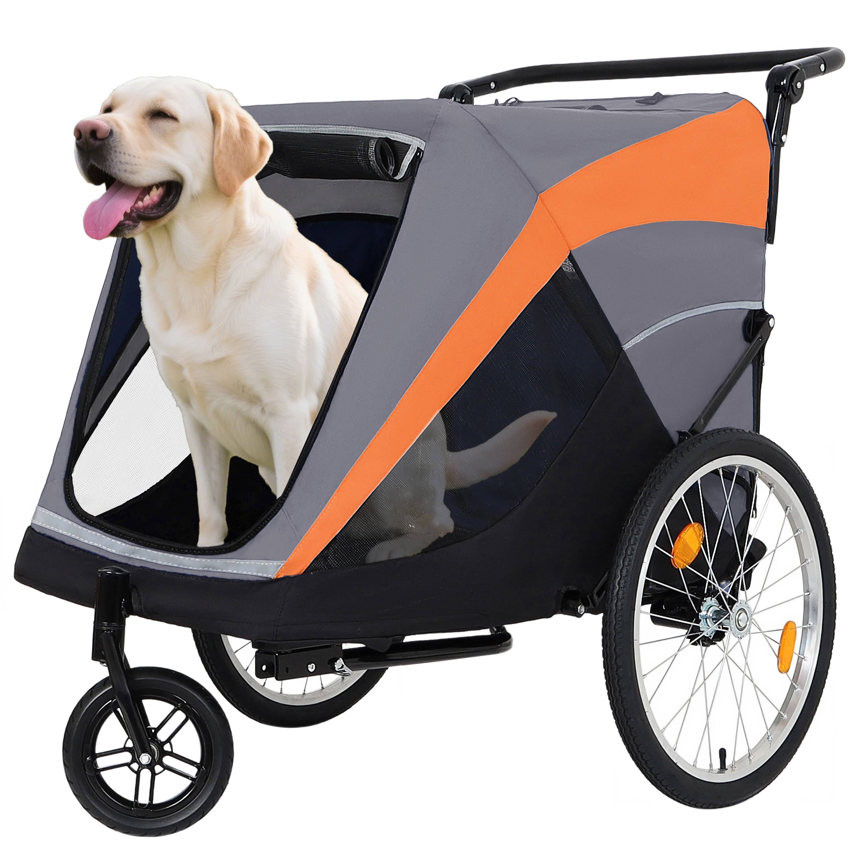 Front. Siljoy - 100 lb Capacity Pet Bike Trailer & Push Cart, 2-in-1 Convertible Transport with Storage Pockets & Quick Release Wheels.