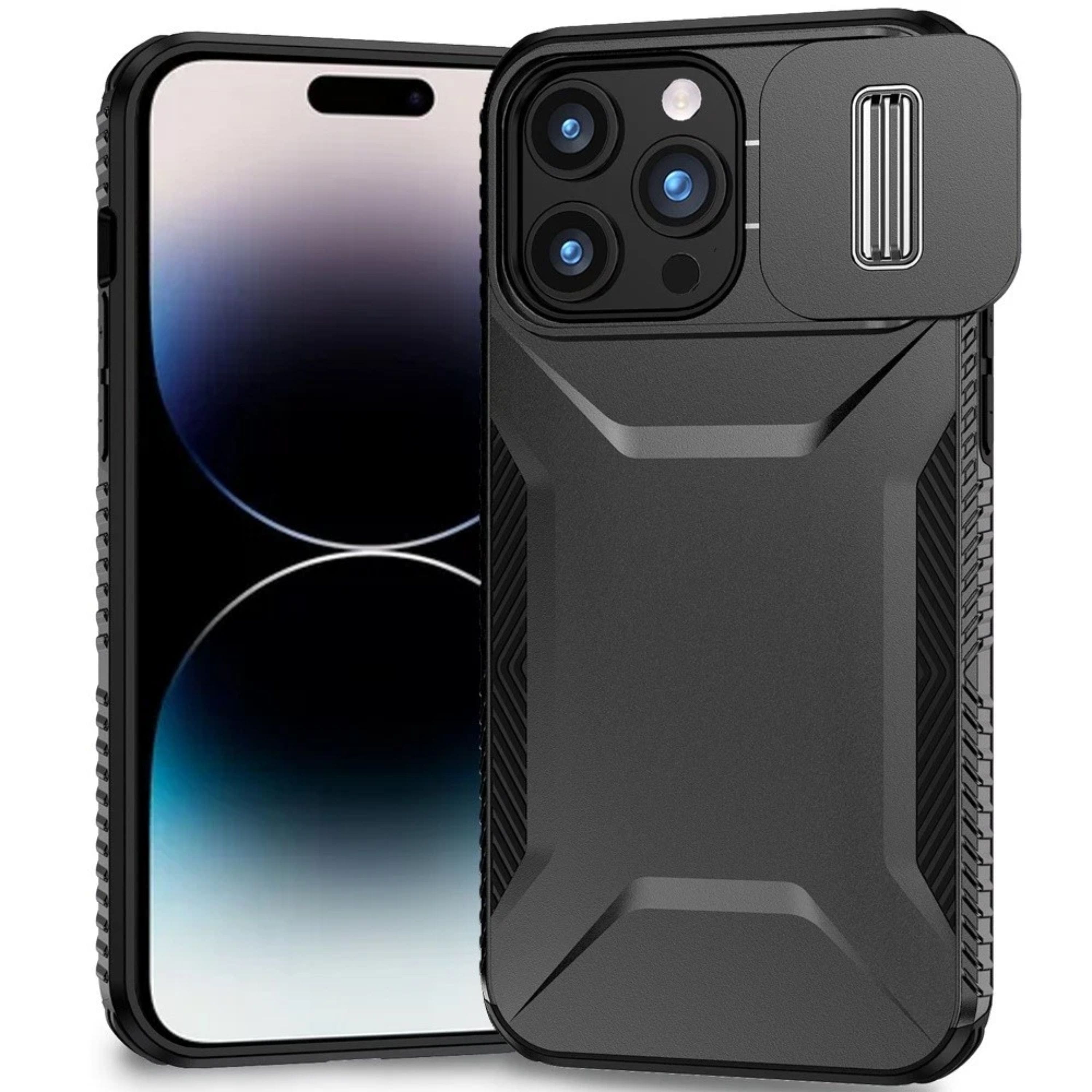 Kitcheniva - Rugged Side Grip Sliding Lens Case For iPhone 14 Pro Max - Black price history on PriceWatchPro