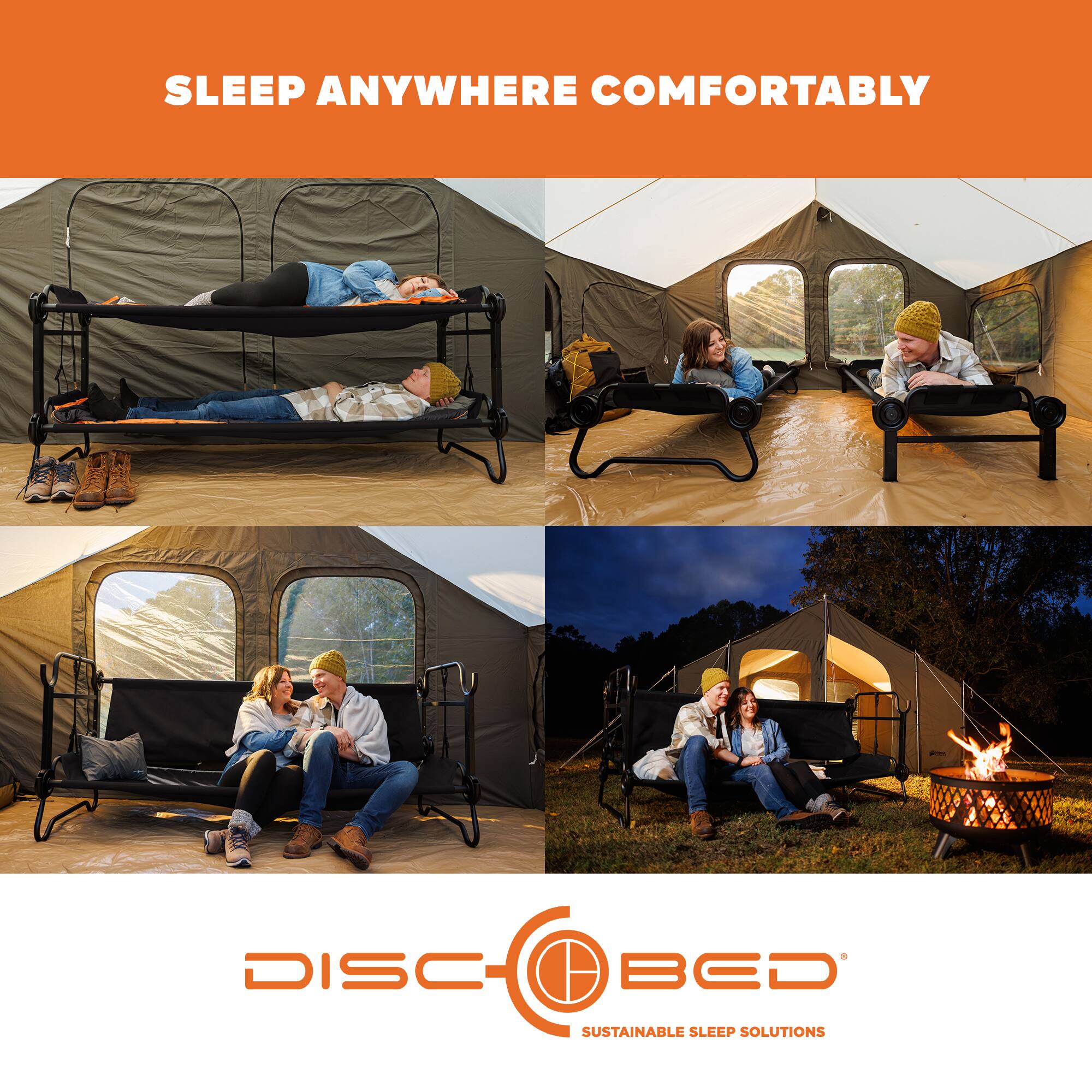 SLEEP ANYWHERE COMFORTABLY

DISC BED

SUSTAINABLE SLEEP SOLUTIONS
