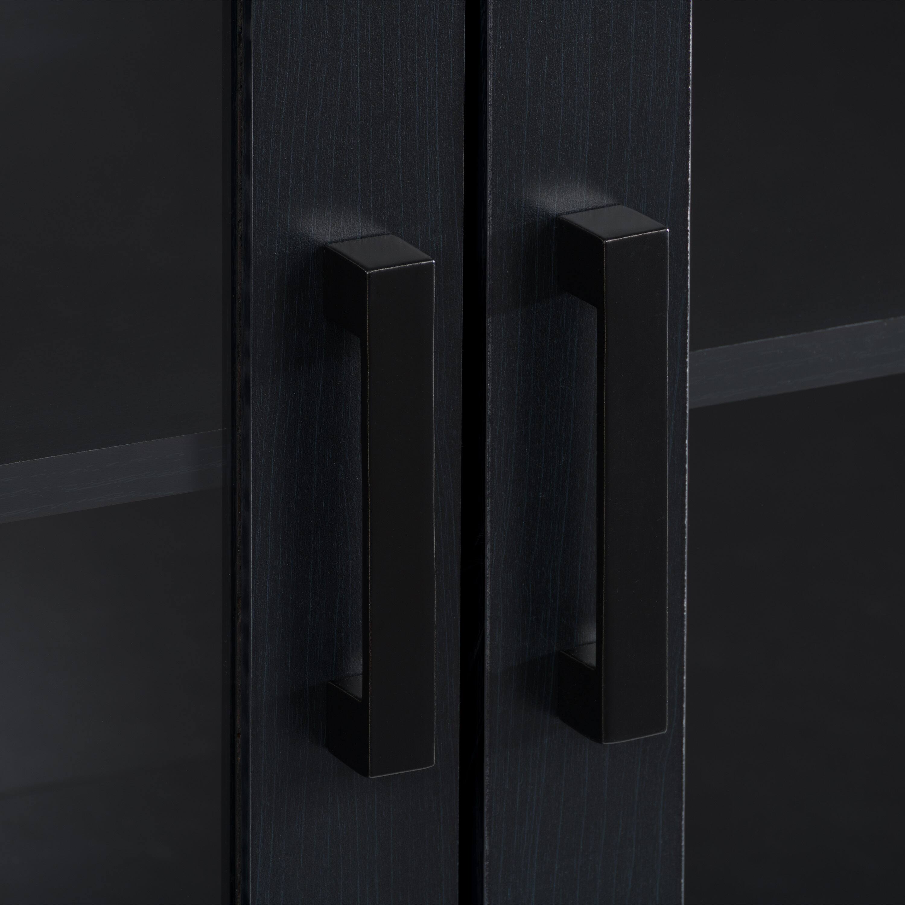 Alt View 13. CorLiving - Fremont TV Bench with Glass Cabinets for Most TVs up to 95" - Ravenwood Black.