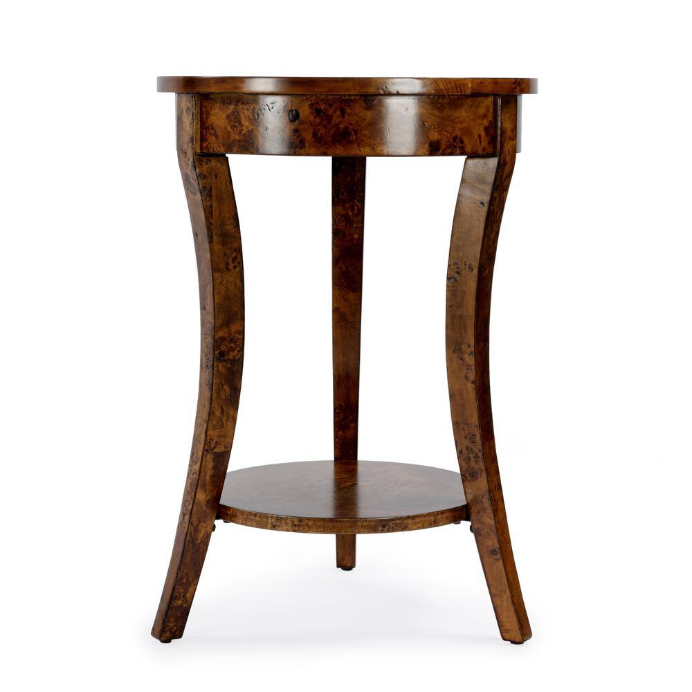 Back. Butler Specialty - Holdin Round 18"W Side Table - Medium Brown.