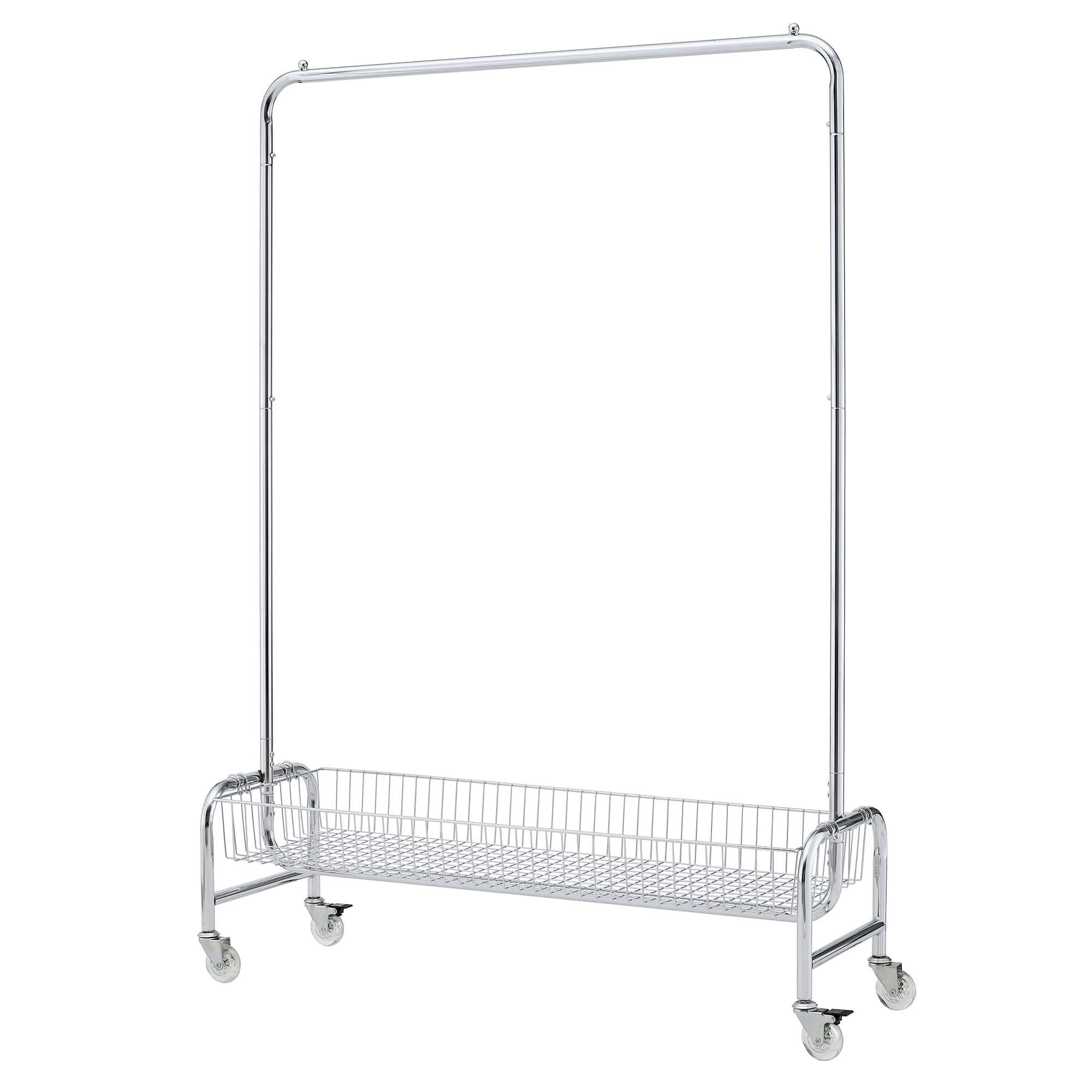 COWLOWN - Rolling Garment Rack with Basket Heavy Duty Clothes Hanging Rack 2 Pcs in One Carton - Silver