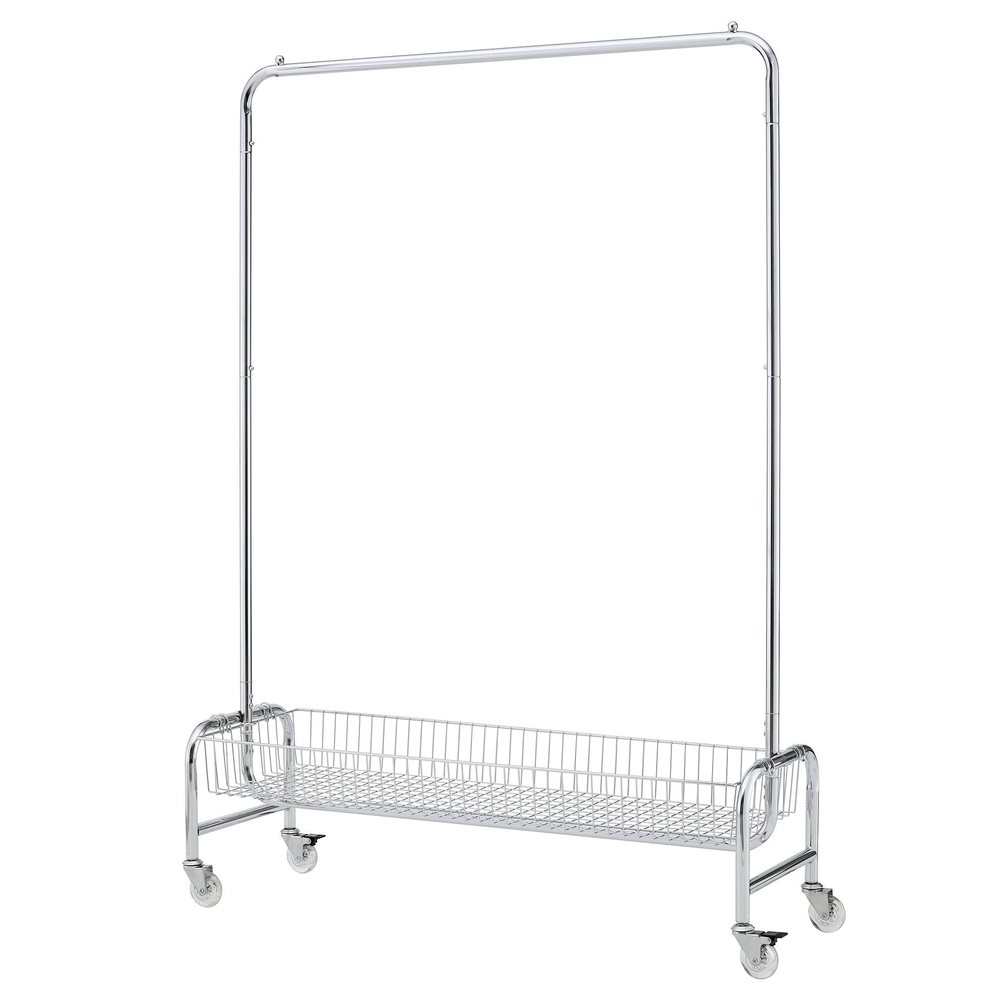 Front. COWLOWN - Rolling Garment Rack with Basket Heavy Duty Clothes Hanging Rack Silver 2 Pcs in One Carton - Silver.