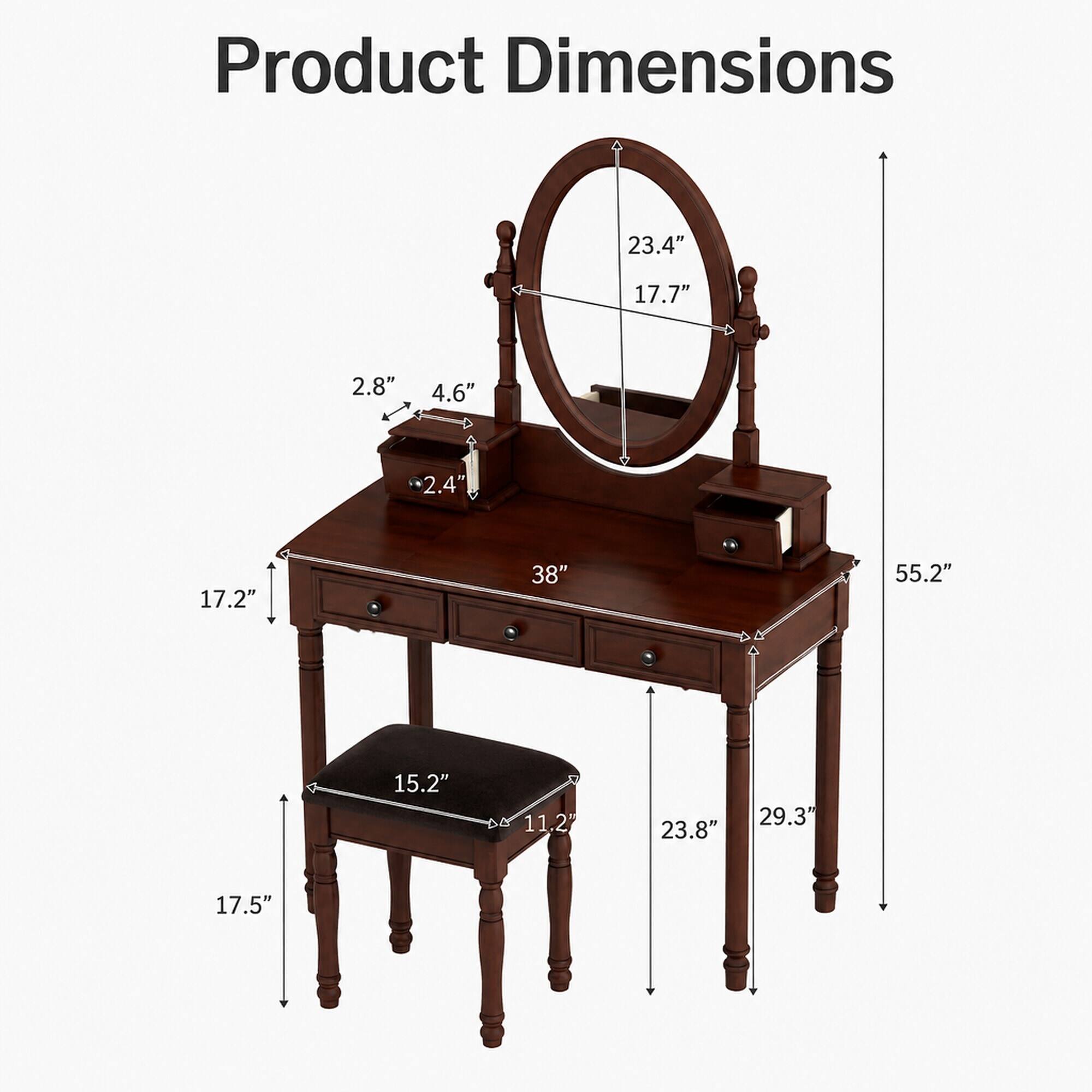 Product Dimensions
23.4"
17.7"
2.8"
4.6"
2.4"
17.2"
38"
55.2"
15.2"
11.2"
23.8"
29.3"
17.5"