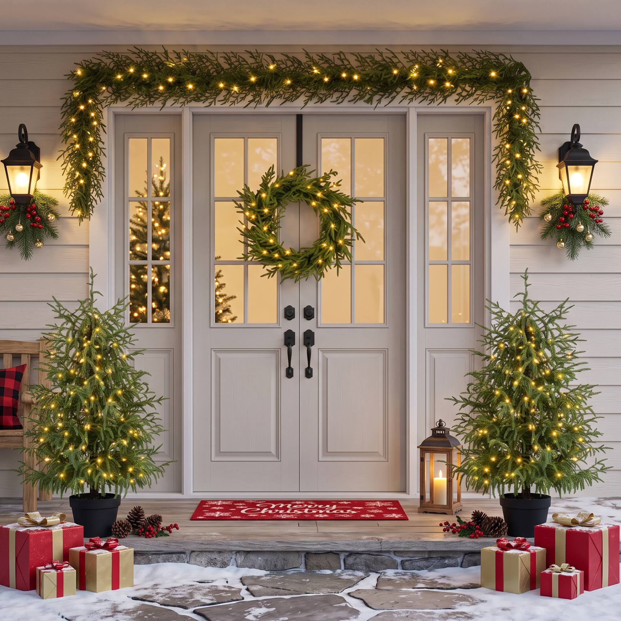 Jandcase 4 Piece Christmas Tree Set – 2 Trees with Sturdy Bases, 1 Pre ...
