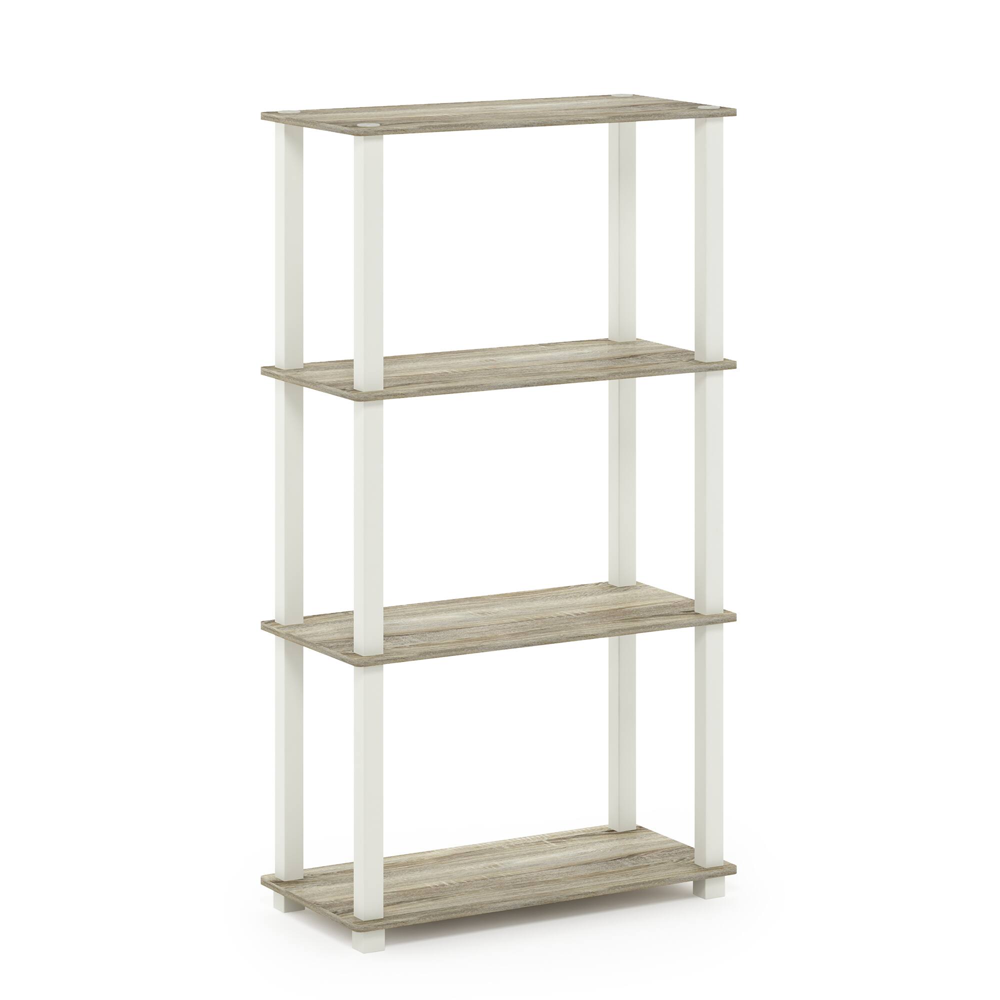 Front. Furinno - Turn-S-Tube 4-Tier Multipurpose Shelf Display Rack with Square Tube, Sonoma Oak/White - Sonoma Oak/White.