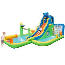 Costway - Inflatable Water Slide Giant Splash Pool for Kids Backyard Fun without Blower - Multicolor