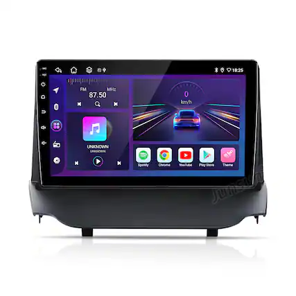 M 18:25 FM MHz 87.50 M I 0 km/h + d- UNKNOWN UNKNOWN Spotify Chrome YouTube Play Store Theme Junsun