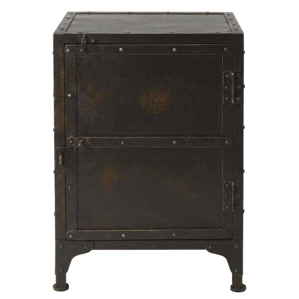 Left. Starlight Canyon Home - Industrial Side Chest with Distressed Finish, End Table for Living Room - Black.