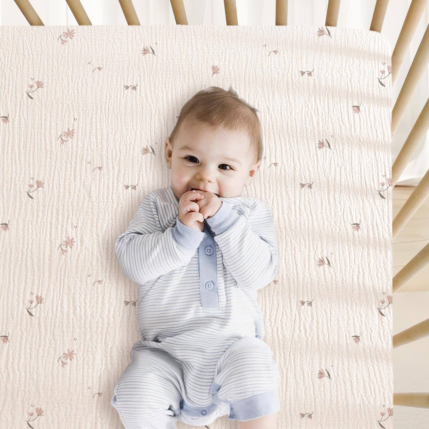 Back. MAGICAL RUBS - Muslin Sheets Fitted For And 2 Pack Cotton Bed Soft Breathable Neutral Mattress Standard 52x28 Inches Fog Flower - Purple Butterfly Crib Sheets.