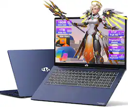 NIMO - 17.3 Gaming-Laptop AI Ryzen 9 8945HS 16GB RAM 1TB SSD USB-C 4.0 AI-Enhanced for Copilot VR Ready - Blue