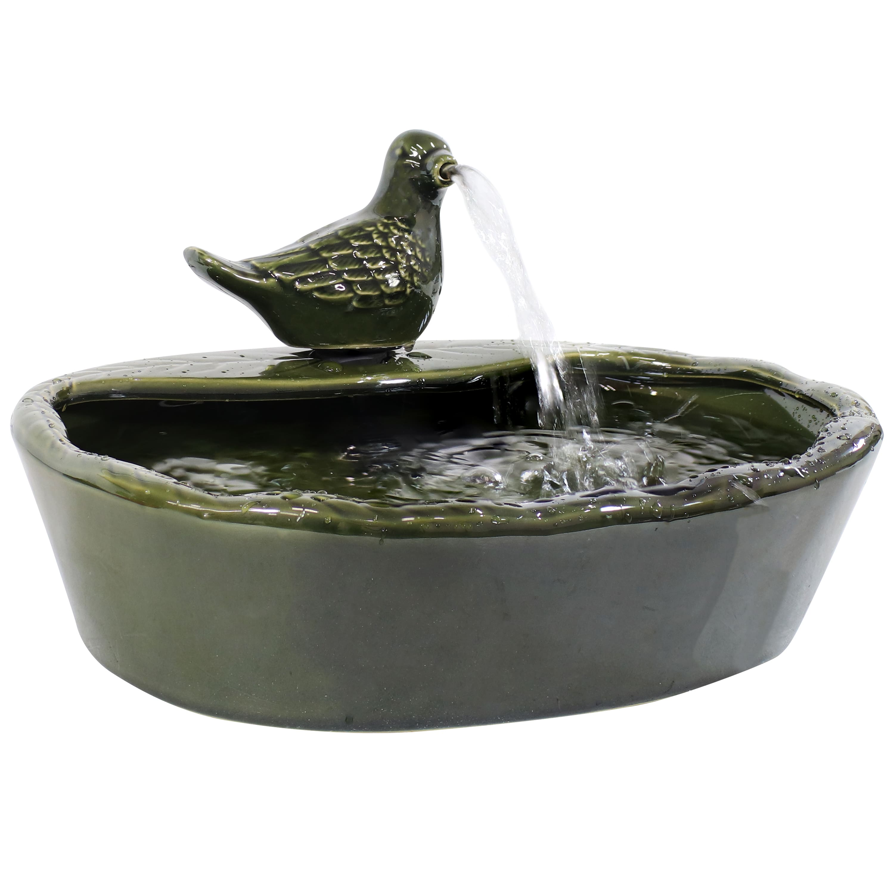 Sunnydaze - Dove Glazed Ceramic Outdoor Solar Water Fountain - 7 in - Dark Green price history on PriceWatchPro